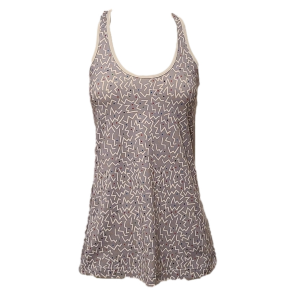 💝RARE Lululemon Cool Racerback 2015 Seawheeze Grey w White/Colored Squiggle